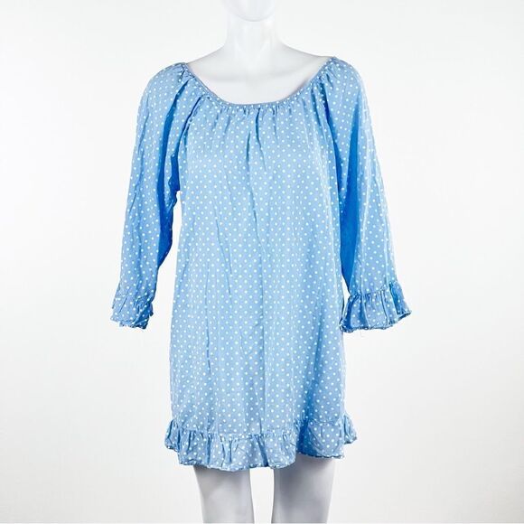NWT Le Ble En Herbe Pale Blue Polka Dot Shirt Size 3XL - Picture 1 of 8